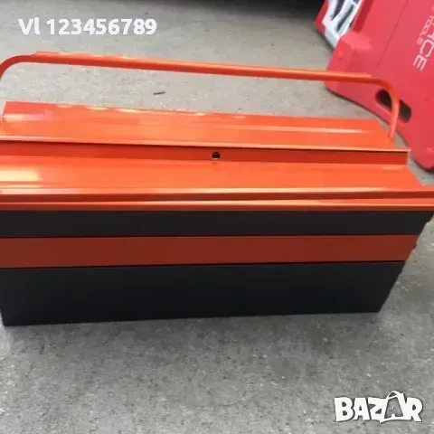 Метална кутия за инструменти с 5 отделения и катинар, снимка 4 - Куфари с инструменти - 50553519