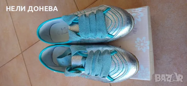 Красиви Маратонки със Сребърна Бляскава кожа ! НОВИ! №36, снимка 5 - Маратонки - 49424872