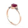 Нежен дамски пръстен с рубин, розово златно покритие, снимка 1