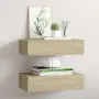 vidaXL Стенни рафтове с чекмеджета, 2 бр, дъб, 40x23,5x10 см, МДФ, снимка 2