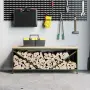 vidaXL Стойка за дърва за огрев с дървена горна част маслиненозелена, снимка 3