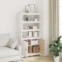 vidaXL Висок шкаф, бял, 80x35x154 см, борово дърво масив, снимка 3