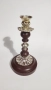 Красив стар свещник изработен от посребрен метал и дърво, снимка 7