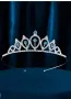 Сребриста сини камъни метална корона диадема венец детска дамска, снимка 3