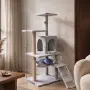Многоетажна драскалка за котка с къщичка, хамак и платформи, 125 см, светлосива, снимка 2