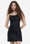 Къса черна сатенена рокля HM Divided, XS, нова, снимка 1 - Рокли - 44218426