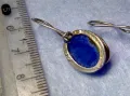 ПРЕКРАСНИ СРЕБЪРНИ ОБЕЦИ СРЕБРО 925 с ПОЛИРАНО СИНЬО КОТЕШКО ОКО АРТ ИЗРАБОТКА 49998, снимка 10