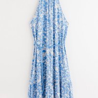 Дълга рокля без ръкав в синьо-бял флорален принт за гръдна обиколка от 126см до 168см, снимка 1 - Рокли - 42165481