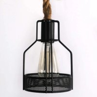 Висяща лампа ретро рустик стил, дървена конструкция, черен метал, снимка 8 - Лампи за таван - 40325737