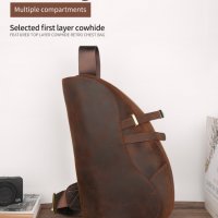 "Изчистен" модел чанта от естествена кожа за носене през гърди/рамо, снимка 1 - Чанти - 40022060
