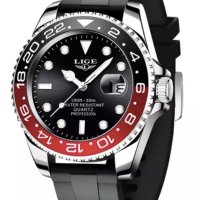 LIGE спортен,моден кварцов часовниk модел 2023,водоусточив,дата,въртящ се безел, уникален дизайн , снимка 8 - Мъжки - 41559270