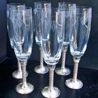 Сервиз чаши за шампанско кристал сребро Бохемия, снимка 9 - Други ценни предмети - 35814695