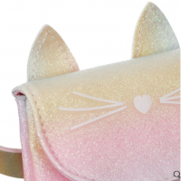 Детски розов холографски колан с чанта на коте, снимка 3 - Раници - 36228627