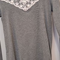 Рипсена блузка с дантела, снимка 7 - Блузи с дълъг ръкав и пуловери - 38230217