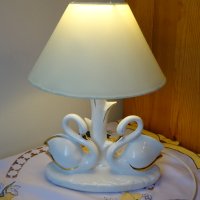 Ретро настолна лампа с порцеланови лебеди.     , снимка 12 - Настолни лампи - 42407248