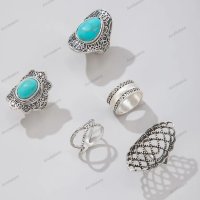 Дамски моден комплект бижута от 5 пръстена, 3модела - 023, снимка 17 - Пръстени - 41059513