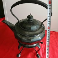Стар Посребрен Английски Викториански Чайник с Подгряване, снимка 9 - Антикварни и старинни предмети - 41962097
