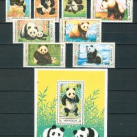 Монголия 1990 - Фауна "панди" пълна серия чиста и блок, снимка 1 - Филателия - 39821939