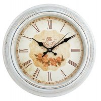 Стенен часовник с рози, Декоративен, Винтидж, златен, матиран, бял, 30см, снимка 2 - Стенни часовници - 35799598