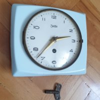 Стар порцеланов немски механичен стенен часовник Зентра, снимка 3 - Антикварни и старинни предмети - 41856840