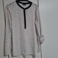 Дамска бяло-черна блуза с дълъг ръкав, размер М, снимка 1 - Блузи с дълъг ръкав и пуловери - 41335154