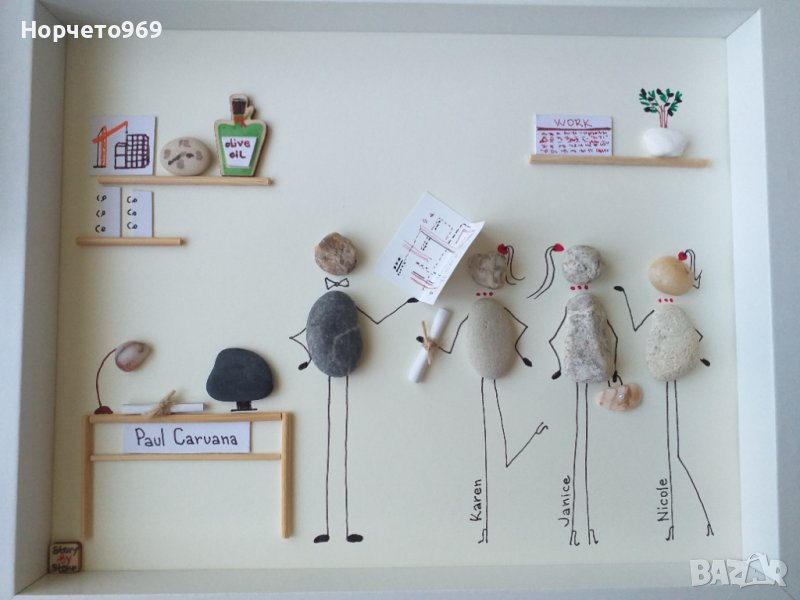 Ръчно изработено персонално пано от морски камъчета, снимка 1