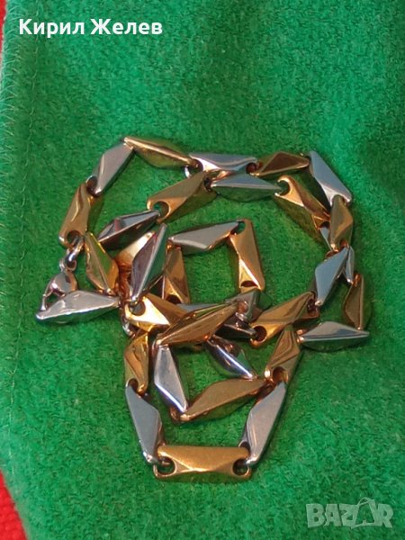 ВЕЛИКОЛЕПЕН ФЕШЪН АРТ ЛАНЕЦ - МЕДЕН с ЛЪСКАВА БЛЕСТЯЩА ЖЪЛТА и БЯЛА ПОЗЛАТА МАГНИТ НЕ го ЛОВИ 13773, снимка 1