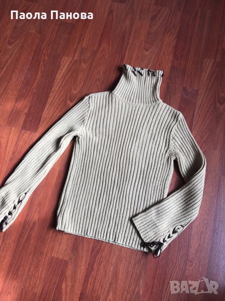Дамски плетен бежов пуловер , снимка 1