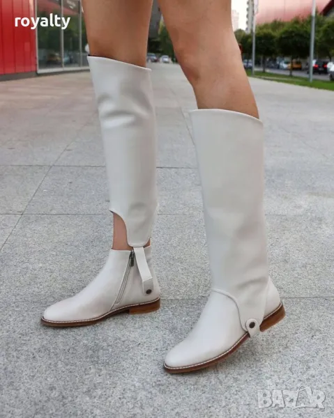 Равни ботуши - бежова кожа, снимка 1