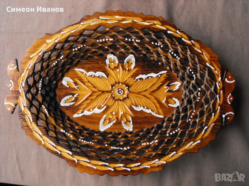 Интересен дървен поднос панер #0642, снимка 1