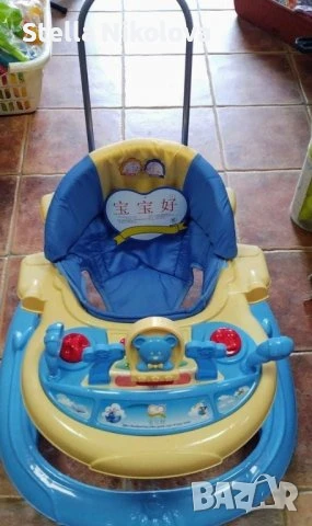 Бебешка проходилка със стопери и дръжка за родителски контрол, снимка 1