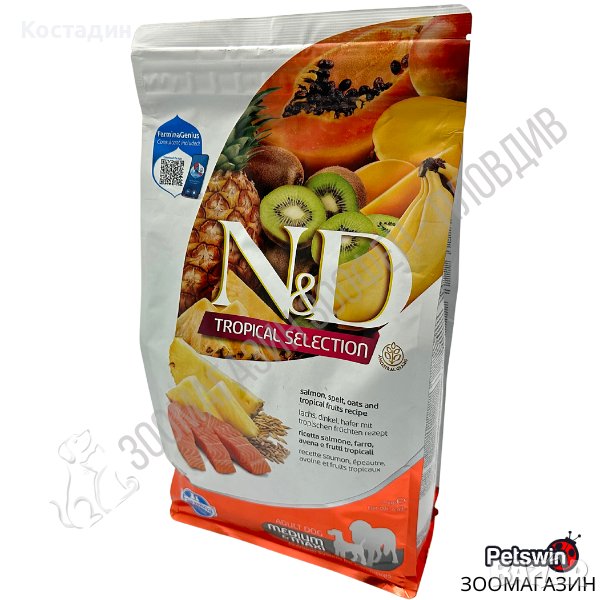 Пълноценна храна за Кучета от Средни и Едри породи - със Сьомга - 2кг/10кг - N&D Tropical Selection, снимка 1