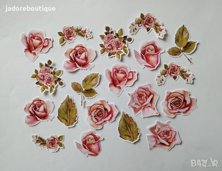 Стикери за скрапбук Vintage Roses 20 бр - V109, снимка 1