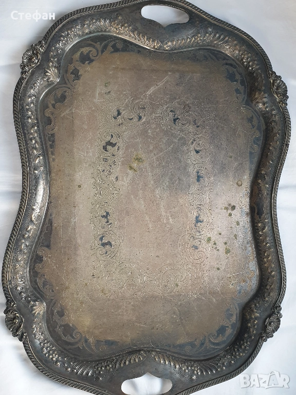 Масивен посребрен поднос, снимка 1