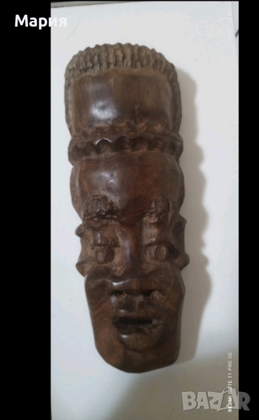 Дървена Африканска маска 20 см , снимка 1