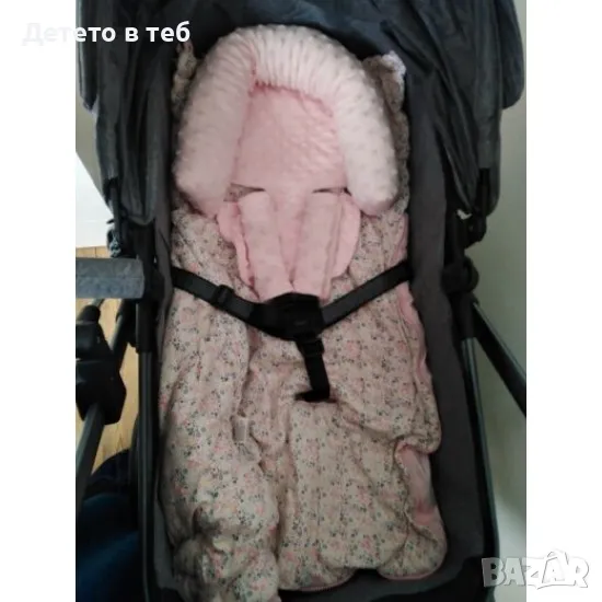 Възглавничка за кош за кола за новородено бебе - розово минки, снимка 1