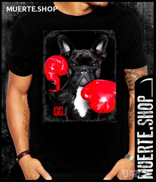 Черна тениска с щампа BOXING BULLDOG, снимка 1