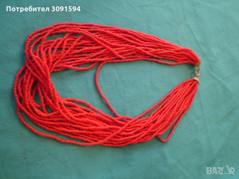  Старо Красиво Червено -стъклена Мъниста колие, снимка 1