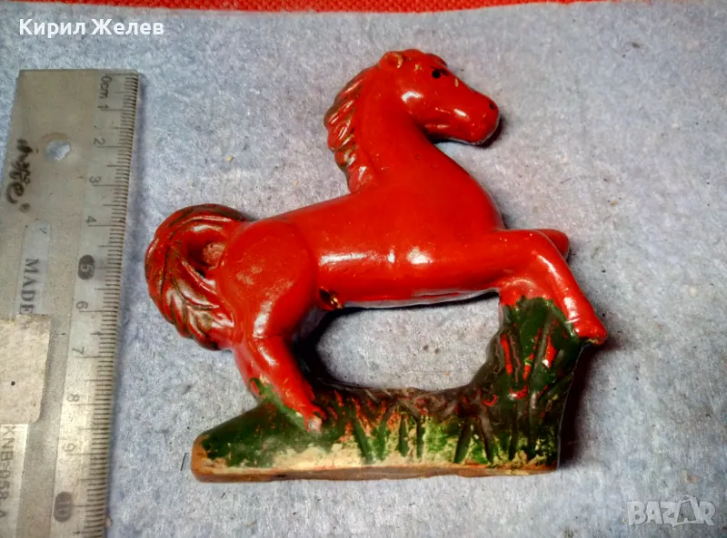 СТАРО ГЛИНЕНО КОНЧЕ ВИХРОГОНЧЕ ФИГУРКА ДЕТСКА ИГРАЧНА АРТ КЕРАМИКА РЪЧНО ОЦВЕТЕНА и ИЗРАБОТЕНА 47554, снимка 1