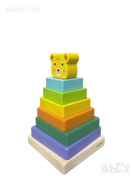 Дървен геометричен ринг, снимка 1