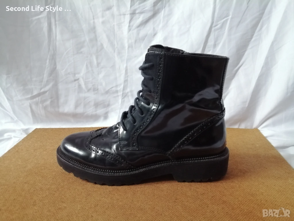 №37 дамски боти естествена кожа в черен цвят, снимка 1