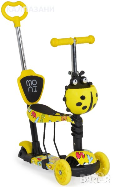 Тротинетка със седалка Moni - Lollipop, жълта, снимка 1