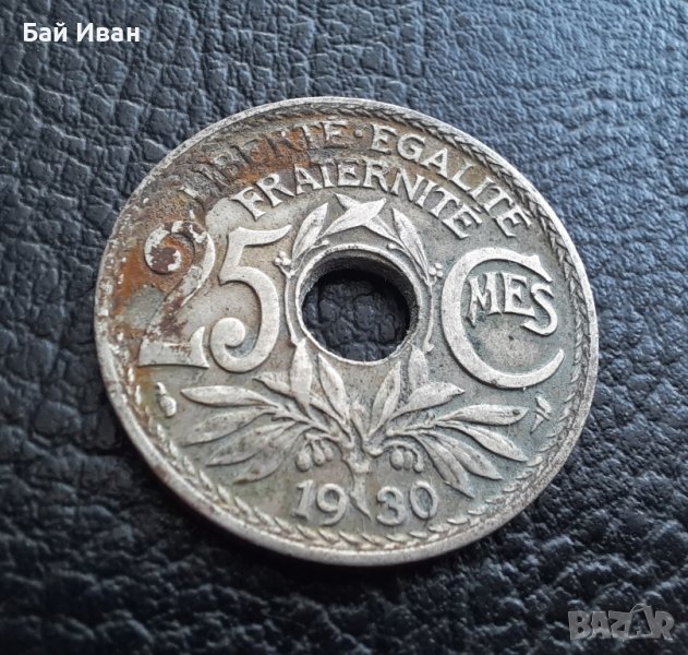 Стара монета 25 сантима 1930 г. Франция- топ !, снимка 1