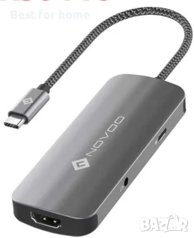 NOVOO 6 в 1 USB C хъб многопортов адаптер, снимка 4 - Друга електроника - 49440907