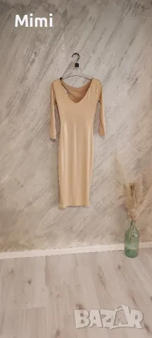 златиста рокля по тялото S до XL, снимка 3 - Рокли - 47665941
