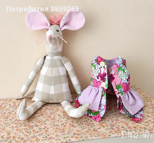 Мека текстилна играчка. Плъх+Роклята, снимка 2 - Плюшени играчки - 56106356