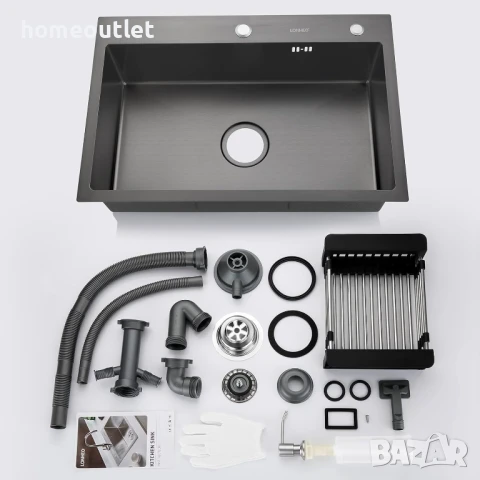 ПРОМОЦИЯ Кухненска мивка от неръждаема стомана с нано покритие 06-LSF0604 (HANDMADE KITCHEN SINK), снимка 2 - Мивки - 51128149