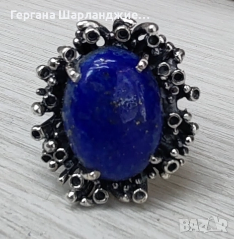 МАСИВЕН СРЕБЪРЕН ПРЪСТЕН С ЛАЗУРИТ, снимка 2 - Пръстени - 52005850