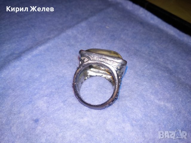 СТАР БОГАТО ОРНАМЕНТИРАН ПОСРЕБРЕН МЕДЕН РЕТРО АРТ ПРЪСТЕН с КАТАЛИН 36970, снимка 13 - Антикварни и старинни предмети - 39748018