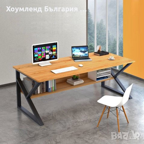 Масивно бюро тип офис маса за компютър с рафт, снимка 3 - Бюра - 41060054